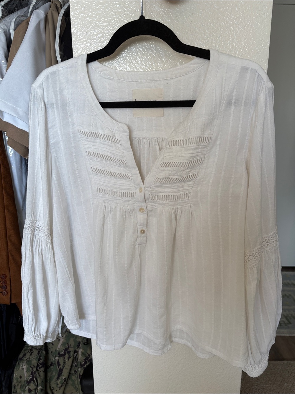 Lucky Brand White Eyelet Peasant Tunic